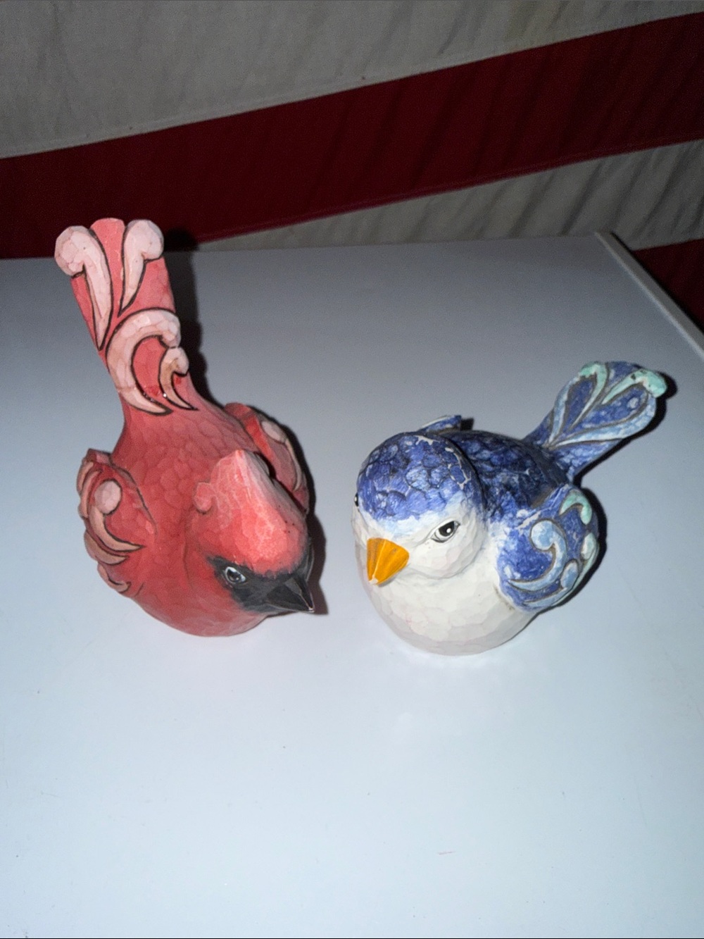 Jim Shore Decorative Bird Figurines - Red & Blue